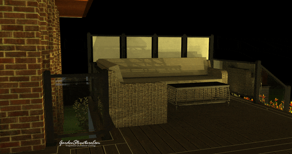 frosted privacy screen deck design rendering 3d