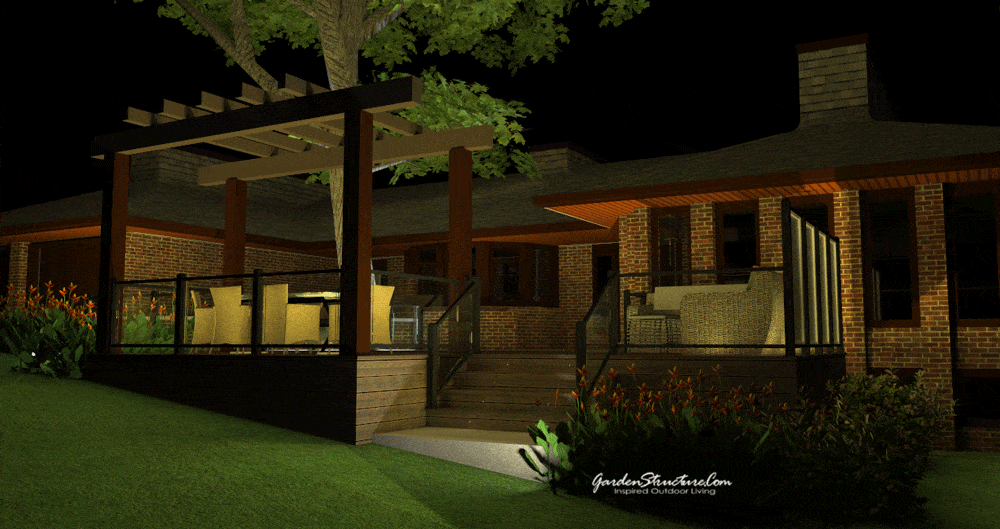 Deck Design Rendering Night time